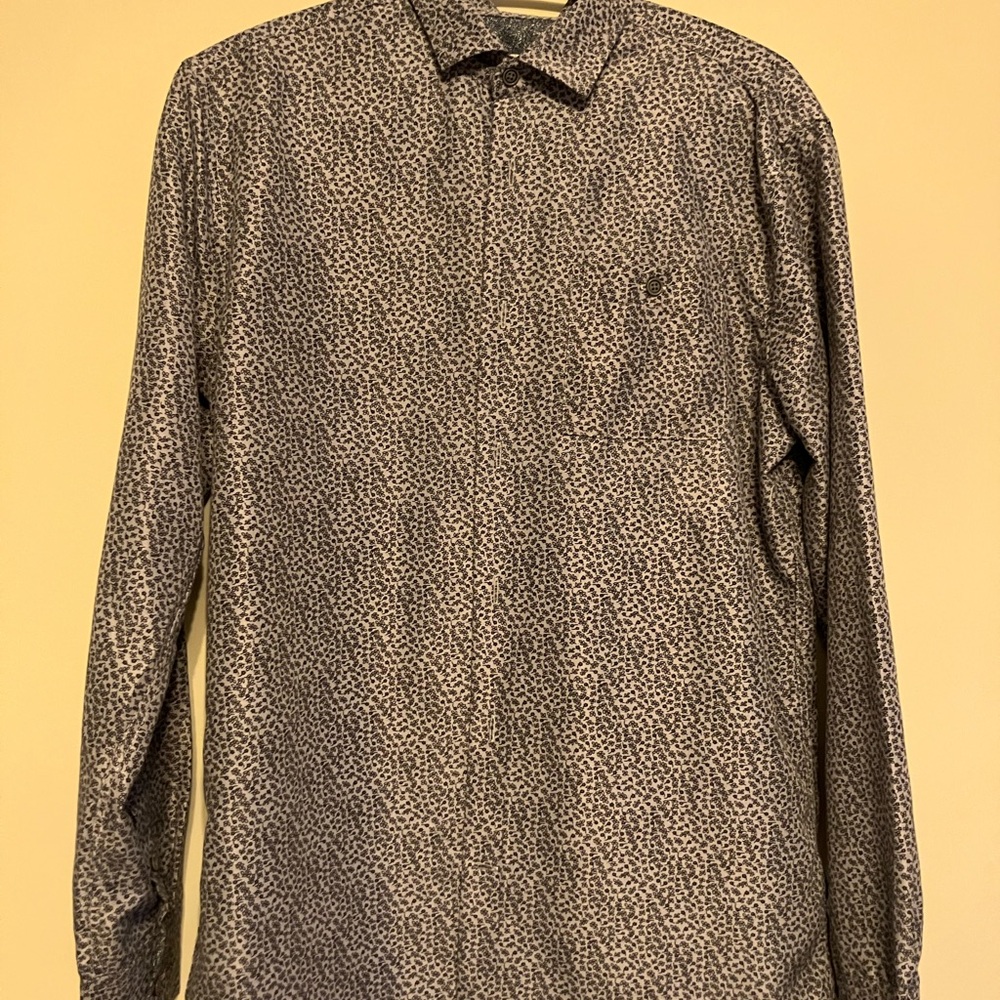 Navy Floral Print Long Sleeve Shirt